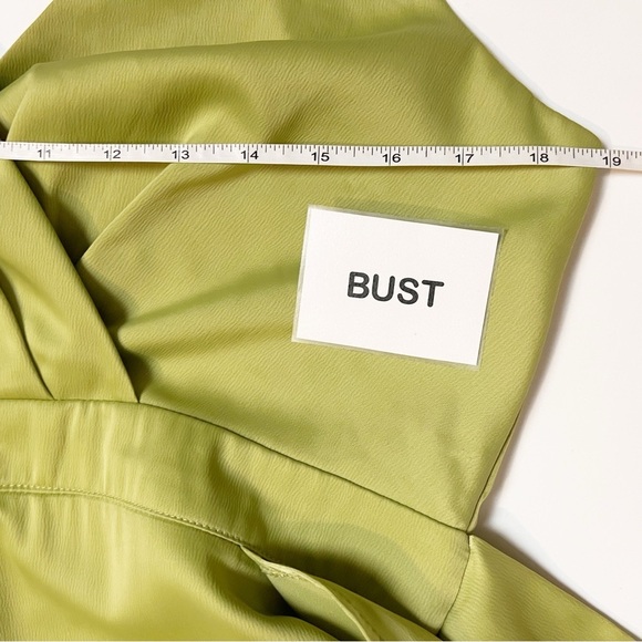 Lulus Classy Night Out Lime Green Satin Slit Leg Jumpsuit XL cocktail event‎ - Picture 9 of 13